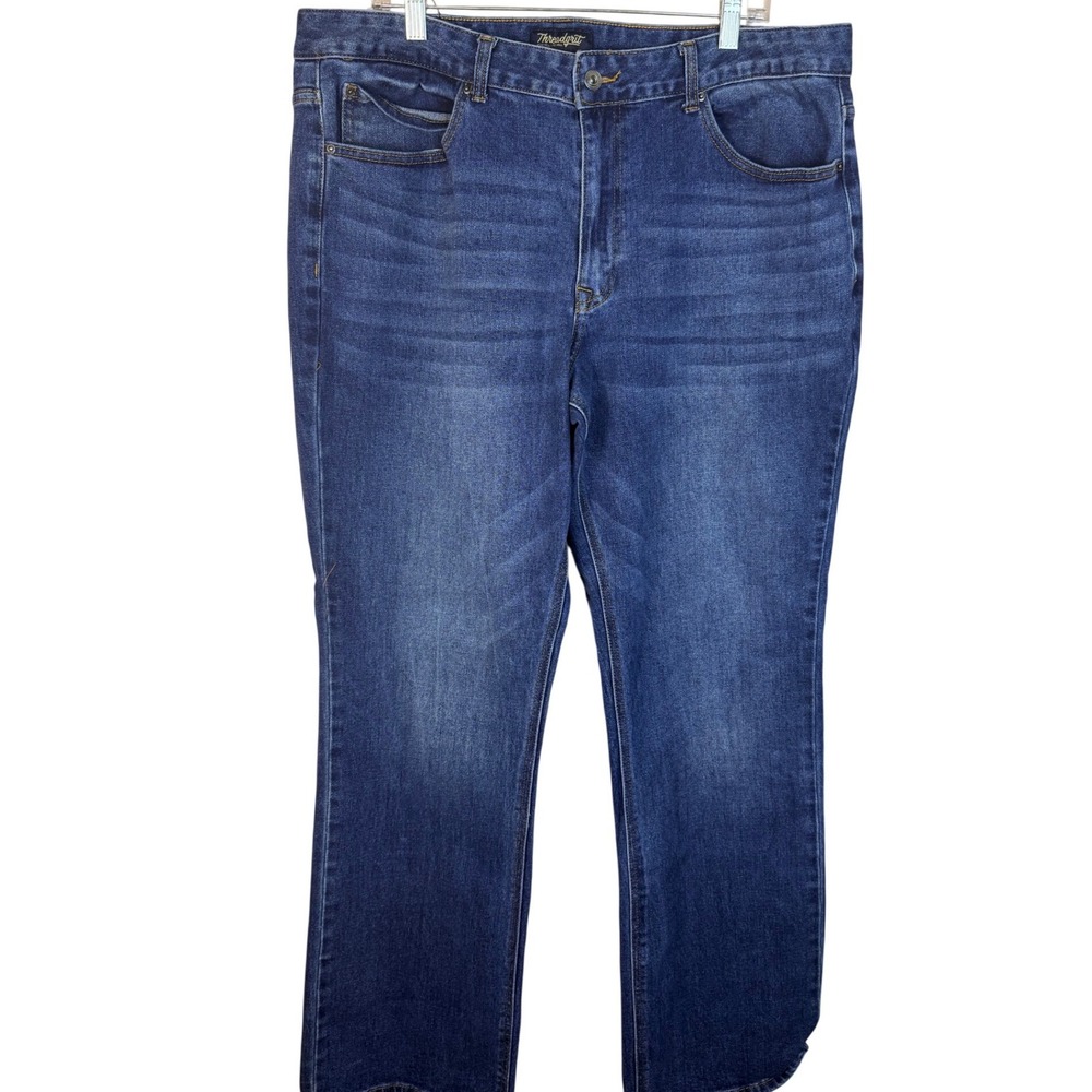 Threadgrit Mens Relaxed Bootcut Jeans Medium Wash Blue Denim 38x34 TGFA23DN005